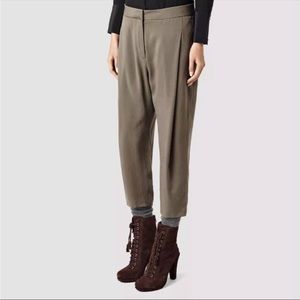 All Saints Calle Green Trouser Pants Dusty Olive high rise